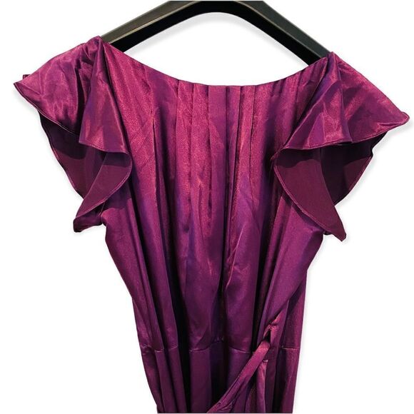Joanna August Purple Satin Wrap Dress Size Large - Picture 5 of 9